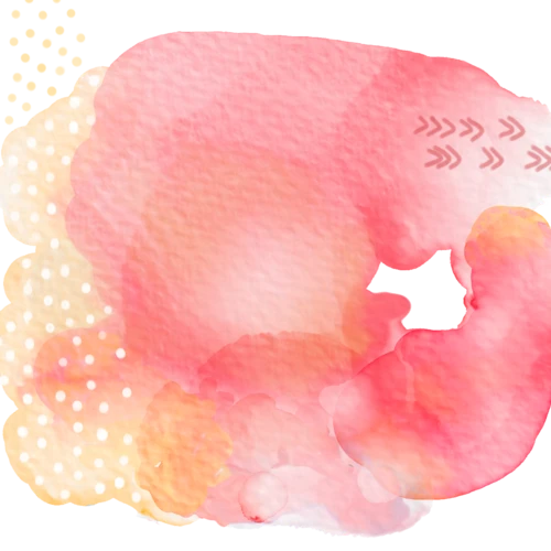 illustration à l'aquarelle de couleur jaune, orange, rouge avec des détails graphiques de points