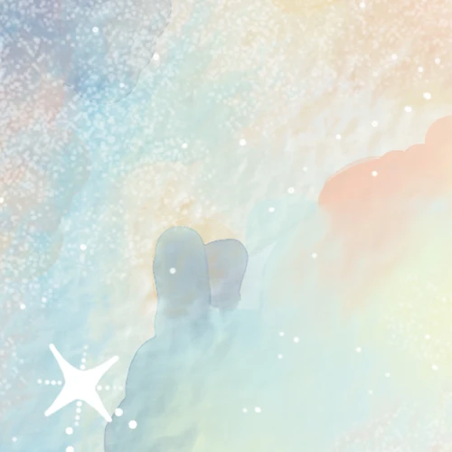 Aquarelle pastel avec étoile blanche et motifs flous.